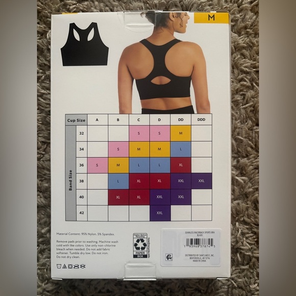 Member's Mark Seamless Black Racerback Sports Bra - Picture 2 of 3